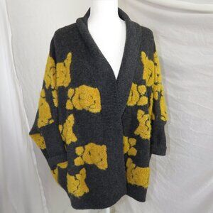 **Anthropologie Pilcro Bouclé Knit Sweater | Charcoal & Mustard Abstract**